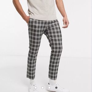 Topman Skinny Smart Sweatpants in Gray Heritage Check